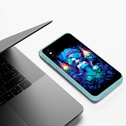 Чехол iPhone XS Max матовый Сказочная ведьма с черепами, цвет: 3D-мятный — фото 2