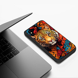 Чехол iPhone XS Max матовый Леопард с африканскими узорами, цвет: 3D-черный — фото 2