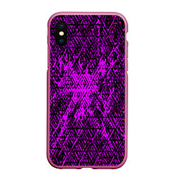 Чехол iPhone XS Max матовый Фиолетовая глитч инфекция, цвет: 3D-малиновый
