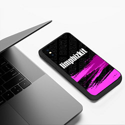 Чехол iPhone XS Max матовый Limp Bizkit rock legends: символ сверху, цвет: 3D-черный — фото 2