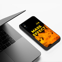 Чехол iPhone XS Max матовый Mass Effect - gold gradient: символ сверху, цвет: 3D-черный — фото 2