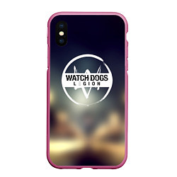 Чехол iPhone XS Max матовый Watch Dogs легион, цвет: 3D-малиновый