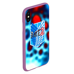 Чехол iPhone XS Max матовый Attack on Titan неоновый, цвет: 3D-фиолетовый — фото 2