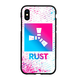 Чехол iPhone XS Max матовый Rust neon gradient style, цвет: 3D-черный