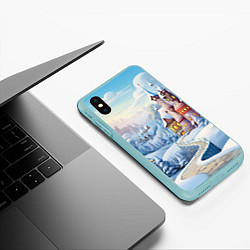 Чехол iPhone XS Max матовый Новогодний городок, цвет: 3D-мятный — фото 2