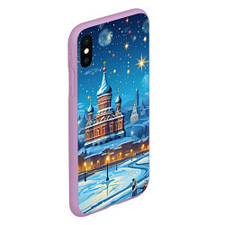 Чехол iPhone XS Max матовый Новогодняя Москва, цвет: 3D-сиреневый — фото 2