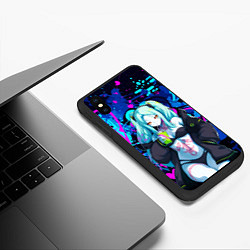 Чехол iPhone XS Max матовый Ребекка и граффити - киберпанк, цвет: 3D-черный — фото 2