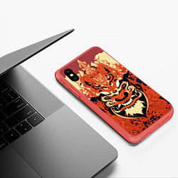 Чехол iPhone XS Max матовый Баронг индонезийские узоры, цвет: 3D-красный — фото 2