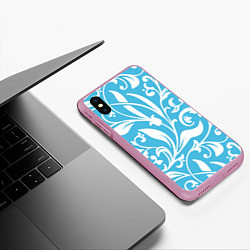 Чехол iPhone XS Max матовый Растительный паттерн - минимализм, цвет: 3D-розовый — фото 2