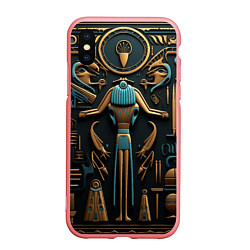 Чехол iPhone XS Max матовый Орнамент в стиле египетской иероглифики, цвет: 3D-баблгам
