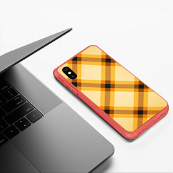 Чехол iPhone XS Max матовый Желтая шотландская клетка, цвет: 3D-красный — фото 2