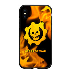 Чехол iPhone XS Max матовый Gears of War - gold gradient, цвет: 3D-черный