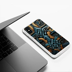 Чехол iPhone XS Max матовый Асимметричный узор в скандинавском стиле, цвет: 3D-белый — фото 2