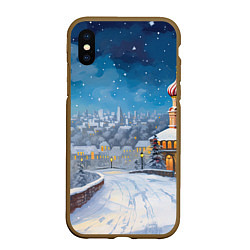 Чехол iPhone XS Max матовый Москва новый год, цвет: 3D-коричневый