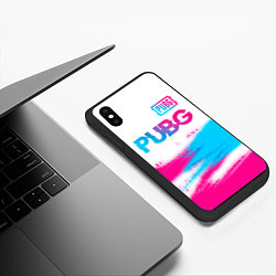 Чехол iPhone XS Max матовый PUBG neon gradient style посередине, цвет: 3D-черный — фото 2