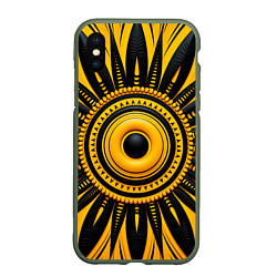 Чехол iPhone XS Max матовый Желто-черный узор в африканском стиле, цвет: 3D-темно-зеленый