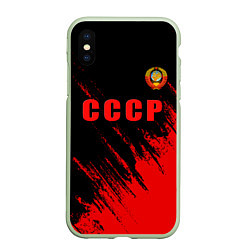 Чехол iPhone XS Max матовый СССР герб брызги красок, цвет: 3D-салатовый