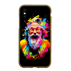 Чехол iPhone XS Max матовый Санта Клаус на празднике Холи, цвет: 3D-коричневый