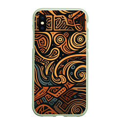 Чехол iPhone XS Max матовый Узор в викингском стиле, цвет: 3D-салатовый