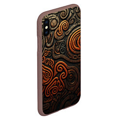 Чехол iPhone XS Max матовый Асимметричный паттерн в викингском стиле, цвет: 3D-коричневый — фото 2