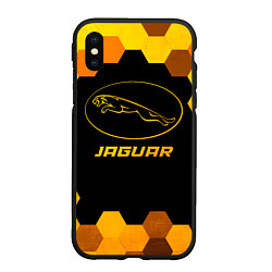 Чехол iPhone XS Max матовый Jaguar - gold gradient, цвет: 3D-черный