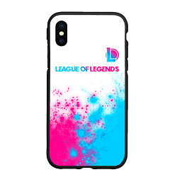 Чехол iPhone XS Max матовый League of Legends neon gradient style посередине, цвет: 3D-черный
