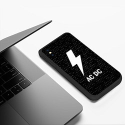 Чехол iPhone XS Max матовый AC DC glitch на темном фоне, цвет: 3D-черный — фото 2