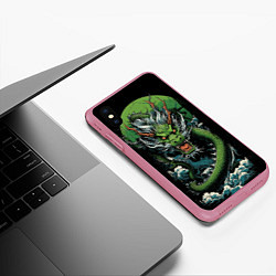 Чехол iPhone XS Max матовый Зеленый дракон символ 2024, цвет: 3D-малиновый — фото 2