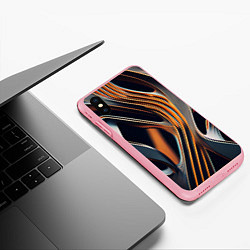 Чехол iPhone XS Max матовый Слияние красок оранжевого и чёрного абстракция, цвет: 3D-баблгам — фото 2