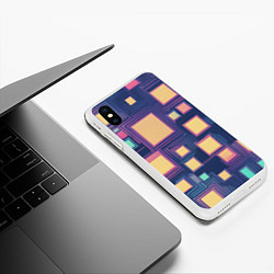 Чехол iPhone XS Max матовый Разноцветные ретро квадраты, цвет: 3D-белый — фото 2