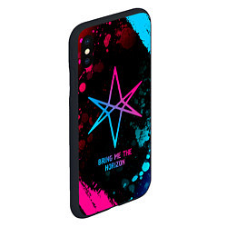 Чехол iPhone XS Max матовый Bring Me the Horizon - neon gradient, цвет: 3D-черный — фото 2