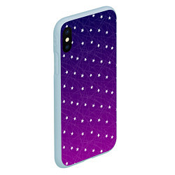 Чехол iPhone XS Max матовый Звёзды на сиреневом, цвет: 3D-голубой — фото 2