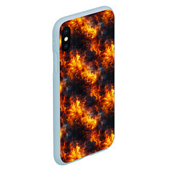 Чехол iPhone XS Max матовый Пламя огня паттерн, цвет: 3D-голубой — фото 2