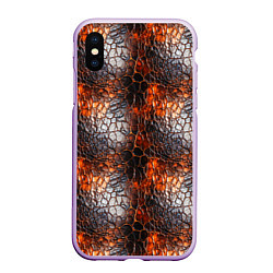 Чехол iPhone XS Max матовый Текстура дорогой кожи паттерн, цвет: 3D-сиреневый