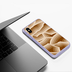 Чехол iPhone XS Max матовый Кофейные линии, цвет: 3D-светло-сиреневый — фото 2