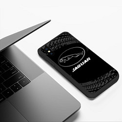 Чехол iPhone XS Max матовый Jaguar speed на темном фоне со следами шин, цвет: 3D-черный — фото 2