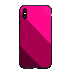 Чехол iPhone XS Max матовый Широкие розовые полосы