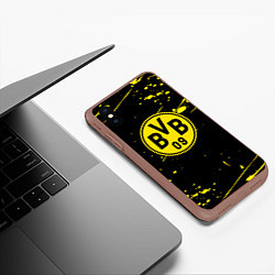 Чехол iPhone XS Max матовый Borussia yellow splash, цвет: 3D-коричневый — фото 2
