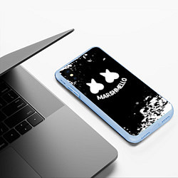 Чехол iPhone XS Max матовый Marshmello splash, цвет: 3D-голубой — фото 2