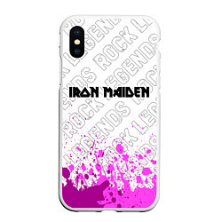 Чехол iPhone XS Max матовый Iron Maiden rock legends посередине, цвет: 3D-белый