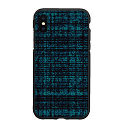 Чехол iPhone XS Max матовый Имитация ткани бирюзовый, цвет: 3D-черный