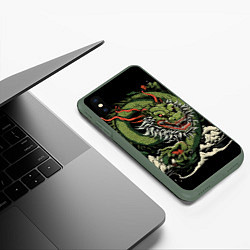 Чехол iPhone XS Max матовый Символ года зеленый дракон, цвет: 3D-темно-зеленый — фото 2