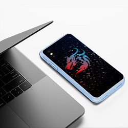 Чехол iPhone XS Max матовый Дракон млечный путь, цвет: 3D-голубой — фото 2