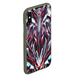 Чехол iPhone XS Max матовый Красная киберпанк броня, цвет: 3D-темно-зеленый — фото 2