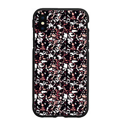 Чехол iPhone XS Max матовый Текстура бело-бордовый пёстрая, цвет: 3D-черный