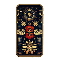 Чехол iPhone XS Max матовый Узор в славянском стиле, цвет: 3D-коричневый