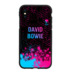 Чехол iPhone XS Max матовый David Bowie - neon gradient посередине