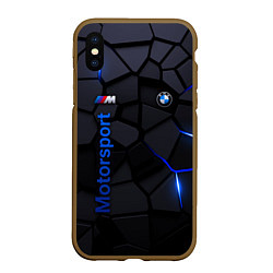 Чехол iPhone XS Max матовый BMW - плиты с эффектом свечения, цвет: 3D-коричневый