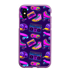 Чехол iPhone XS Max матовый Retro stuff, цвет: 3D-фиолетовый