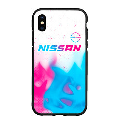 Чехол iPhone XS Max матовый Nissan neon gradient style посередине, цвет: 3D-черный